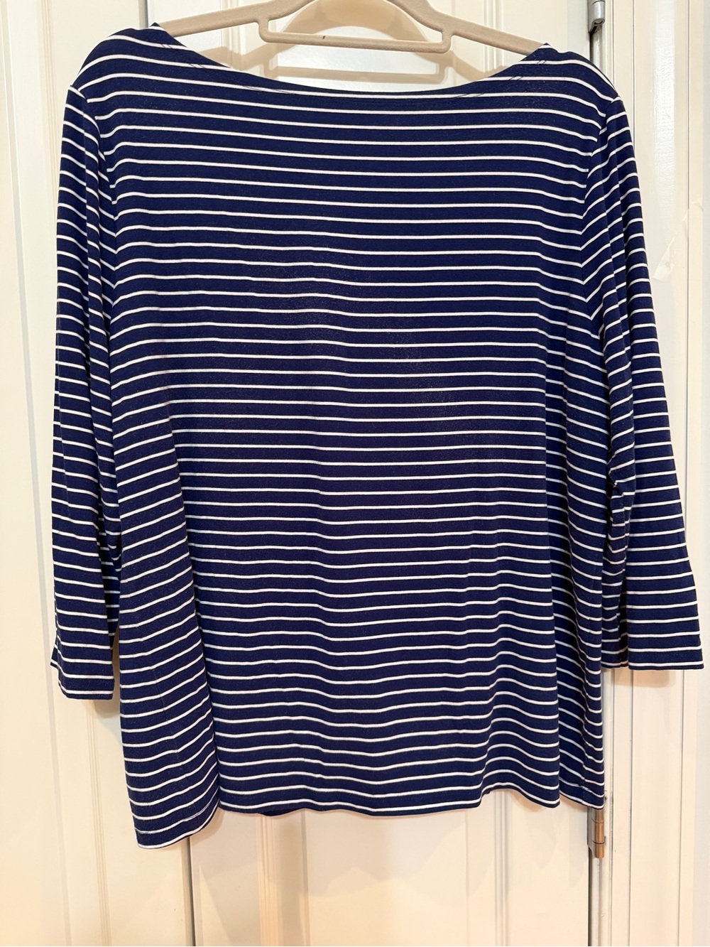 Ann Taylor Navy & White Striped Boatneck Blouse